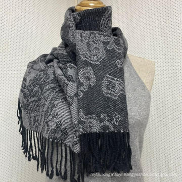 Mercerized Wool Jacquard Fashion Shawl